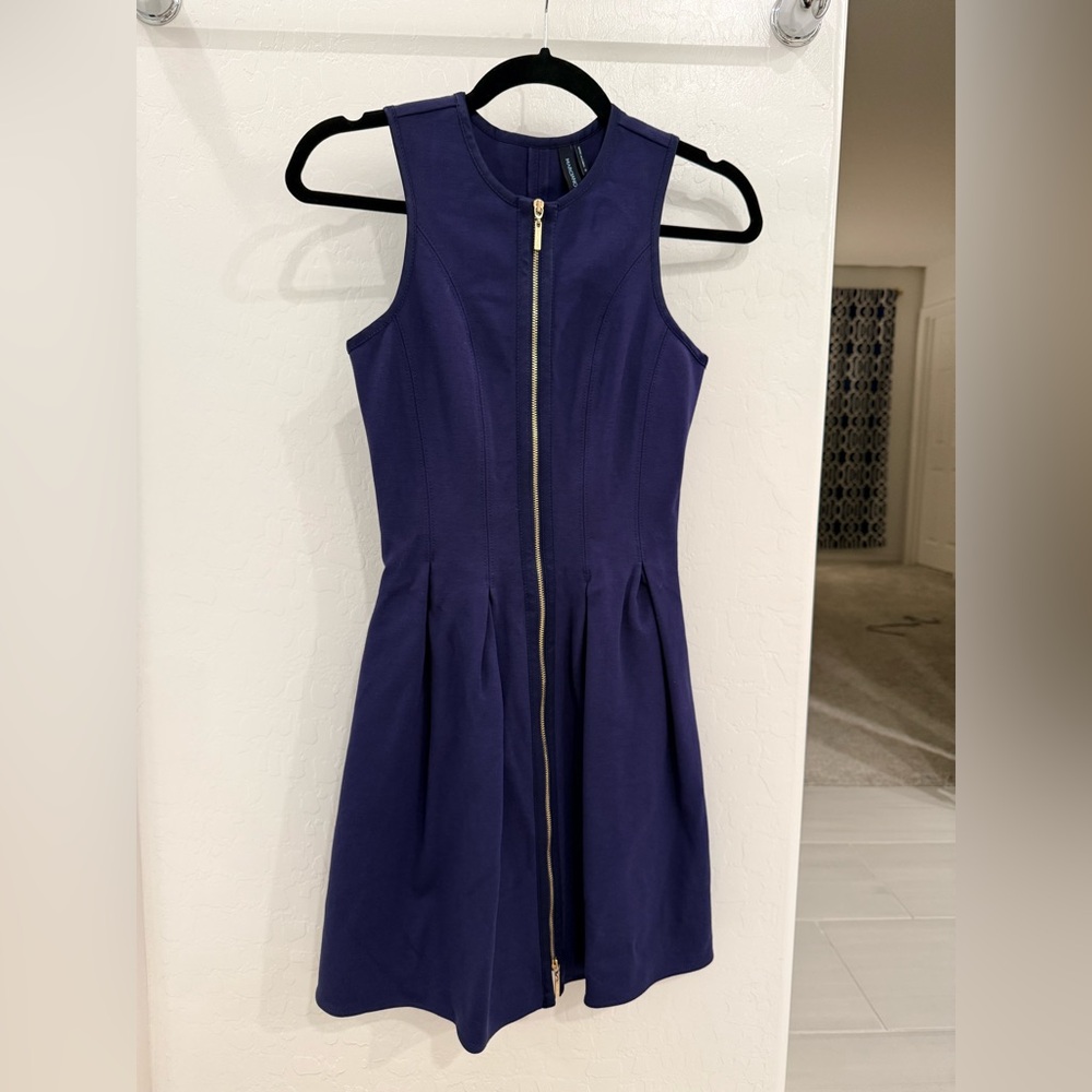 Marciano Deep Purple Mini Dress with Gold Zipper